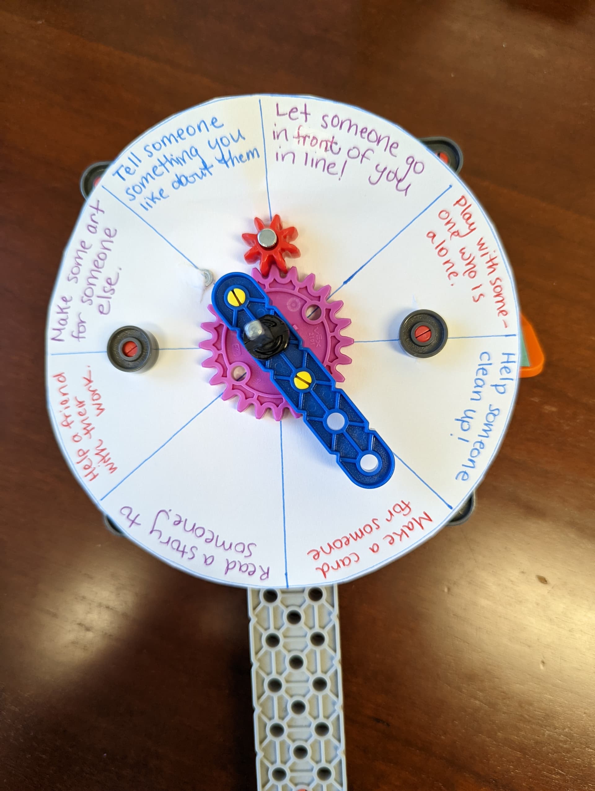 Vex Clock Rosa Using the VEX GO Clock Build to make a Random Acts of Kindness 'Spinner ...